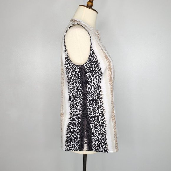 Apt. 9 Mixed Animal Print Career Button Up Sleeveless Top Blouse Size XSP - Picture 5 of 10